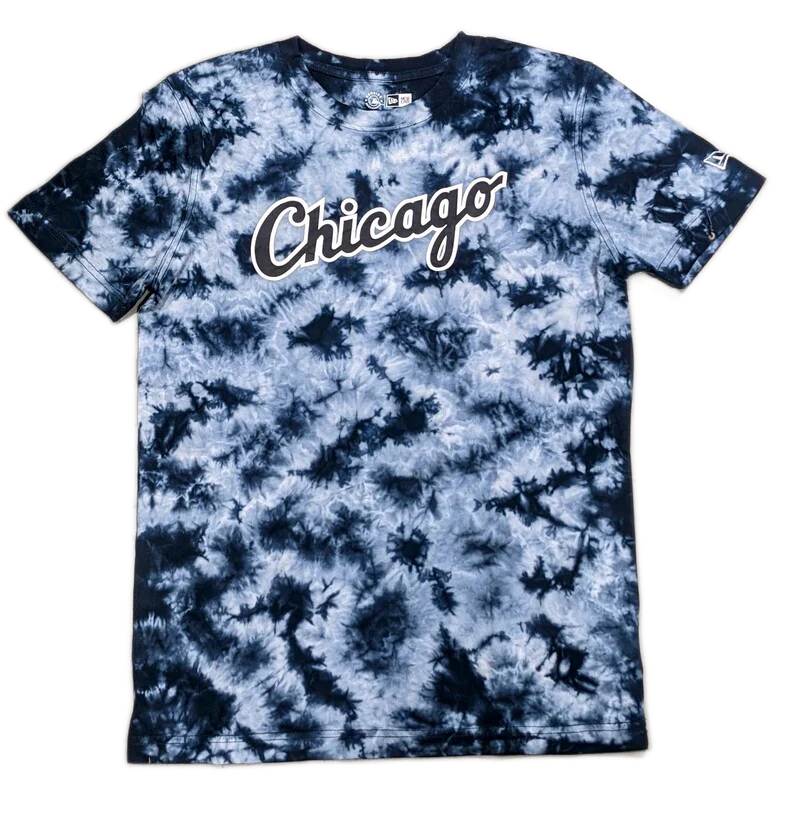 Men's Chicago White Sox New Era Gray and Black Tie-Dye Road Script T-Shirt