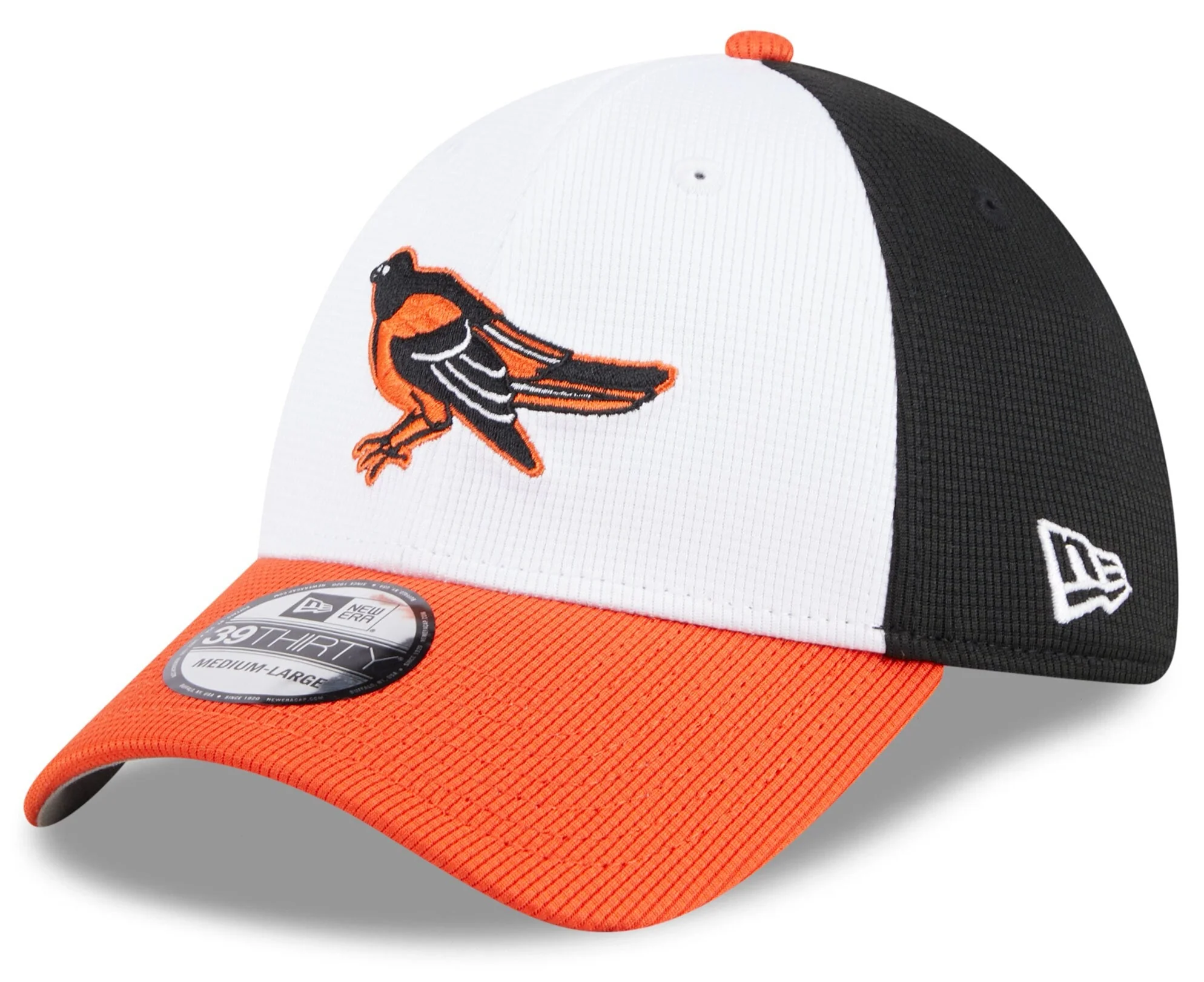 Men's Baltimore Orioles New Era White 2025 Batting Practice 39THIRTY Flex Hat