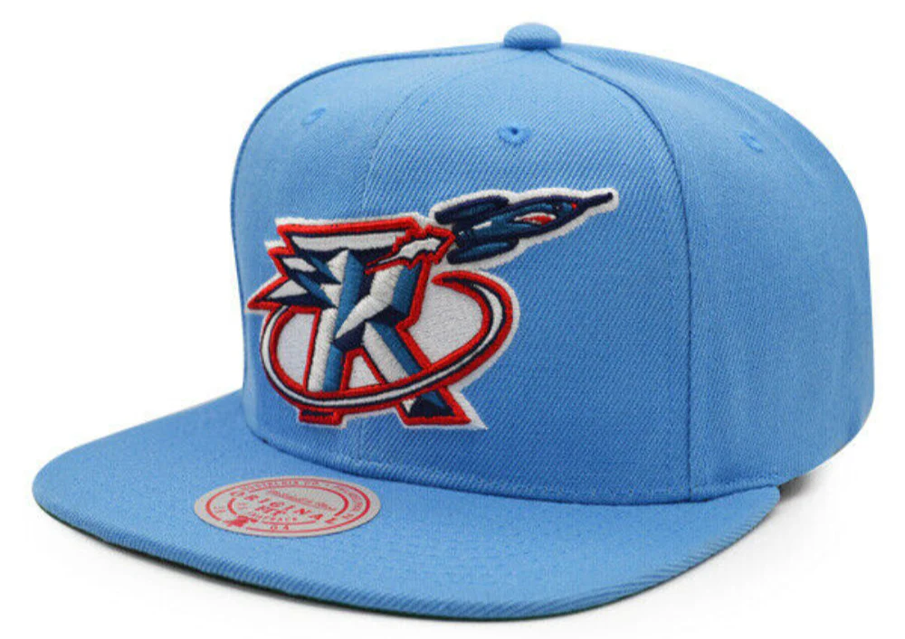 Men's Mitchell & Ness Houston Rockets Hardwood Classics Sky Blue Adjustable Snapback Hat