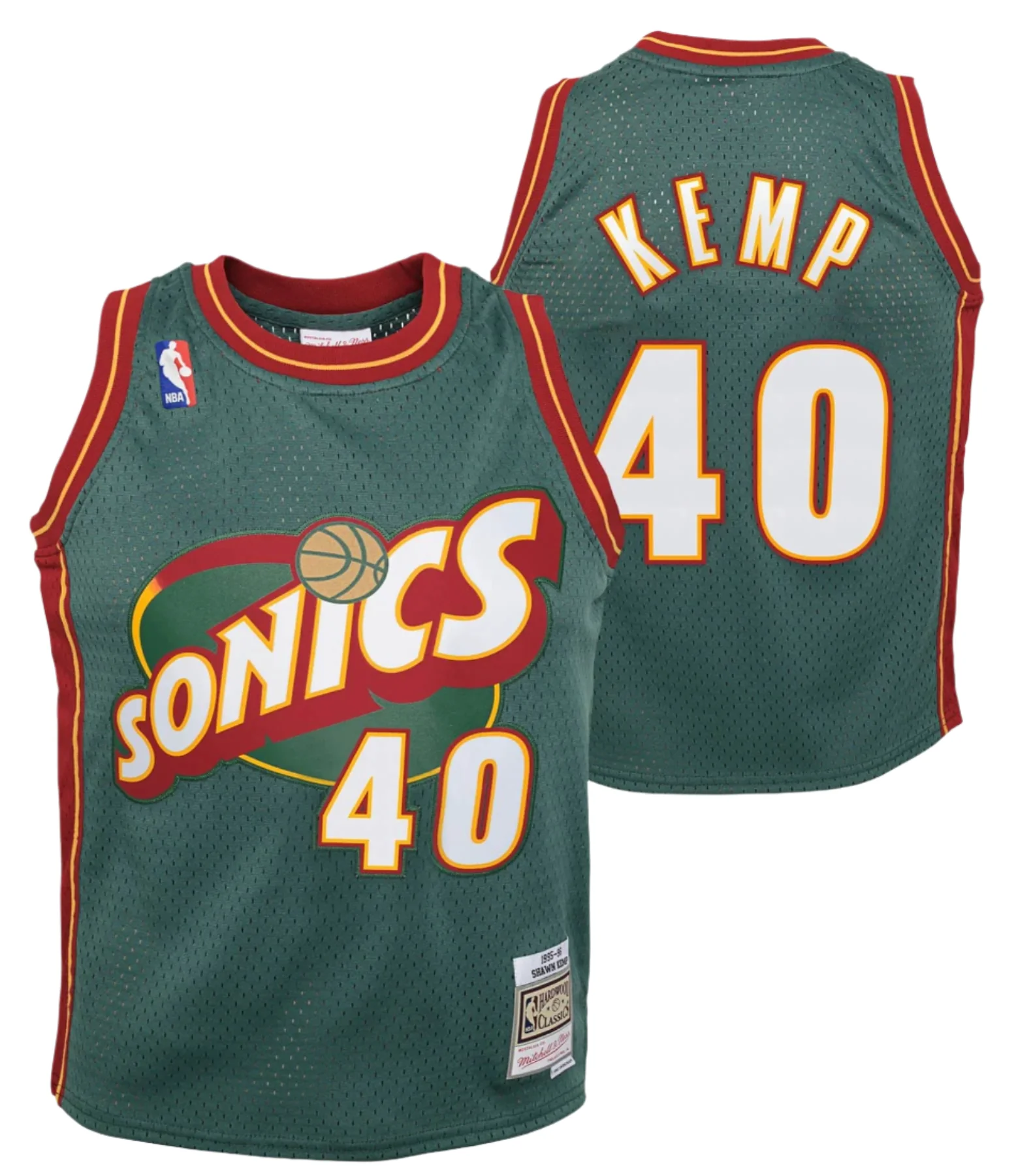 Youth Shawn Kemp Seattle Supersonics Mitchell & Ness 1996-96 Green NBA Swingman Hardwood Classics Jersey