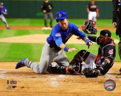 Ben Zobrist Chicago Cubs 2016 World Series Game 6 Home Plate Collision Photo