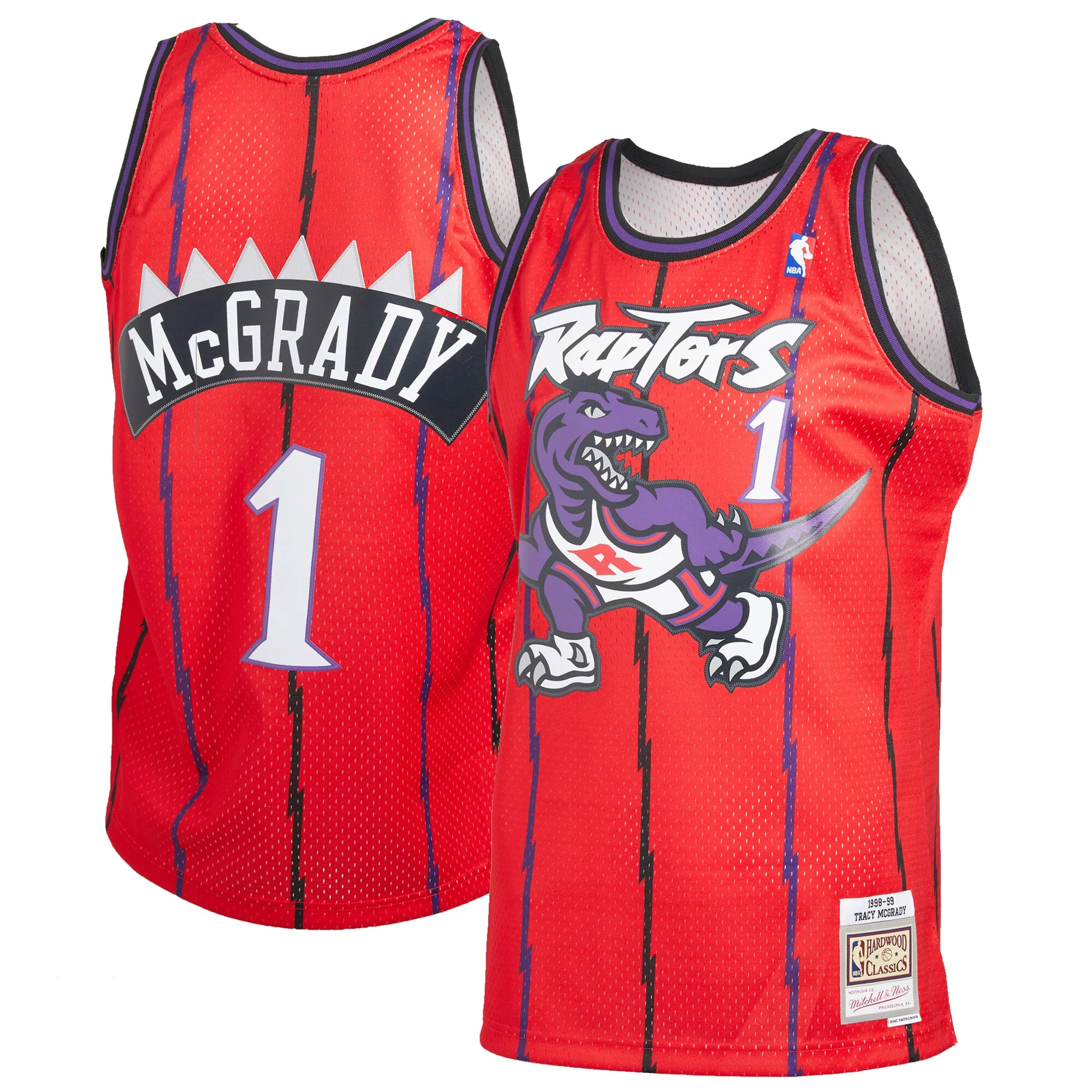 Men's Toronto Raptors Tracy McGrady Mitchell & Ness Red 1998-99 Hardwood Classics Reload 2.0 Swingman Jersey