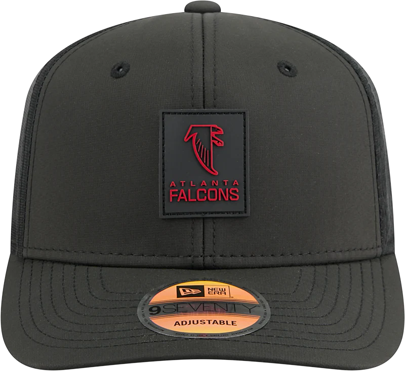 Men's Atlanta Falcons New Era Black 2025 Sideline 9SEVENTY Trucker Adjustable Hat