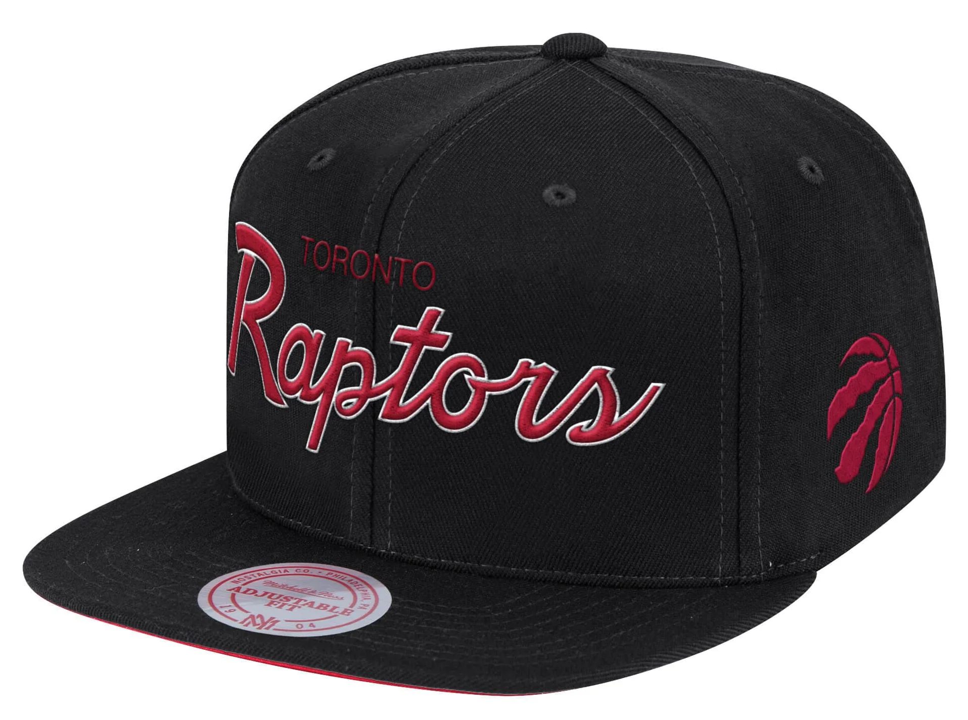 Mens NBA Toronto Raptors Black Foundation Script Snapback Hat By Mitchell And Ness