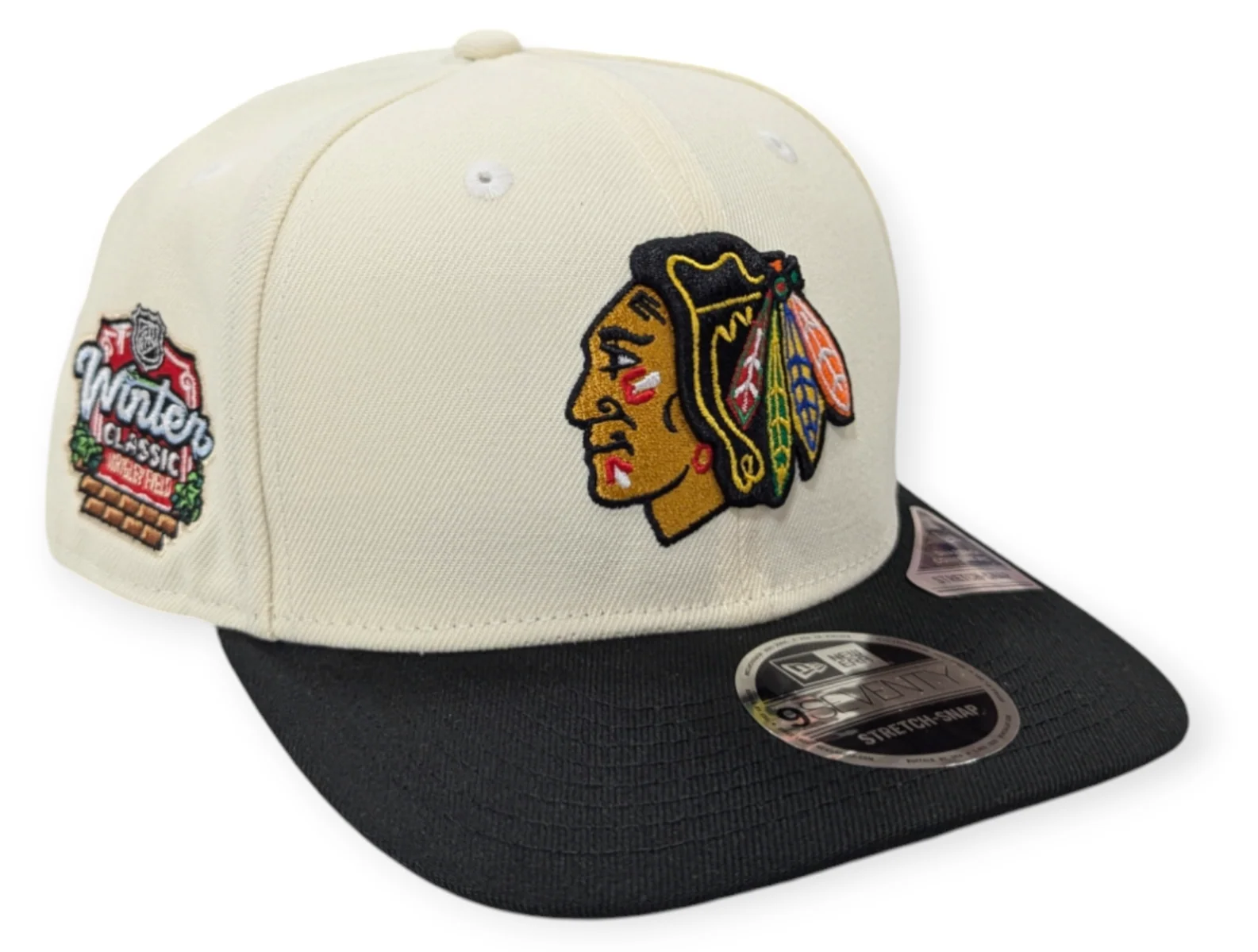 Men's Chicago Blackhawks New Era Chrome/Black 2025 Winter Classic 9SEVENTY Trucker Hat