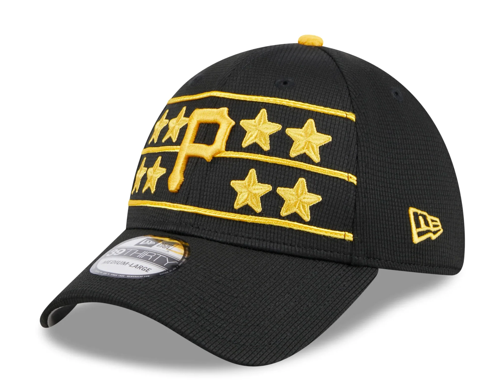 Men's Pittsburgh Pirates New Era 2024 Batting Practice Black 39THIRTY Flex-Fit Hat