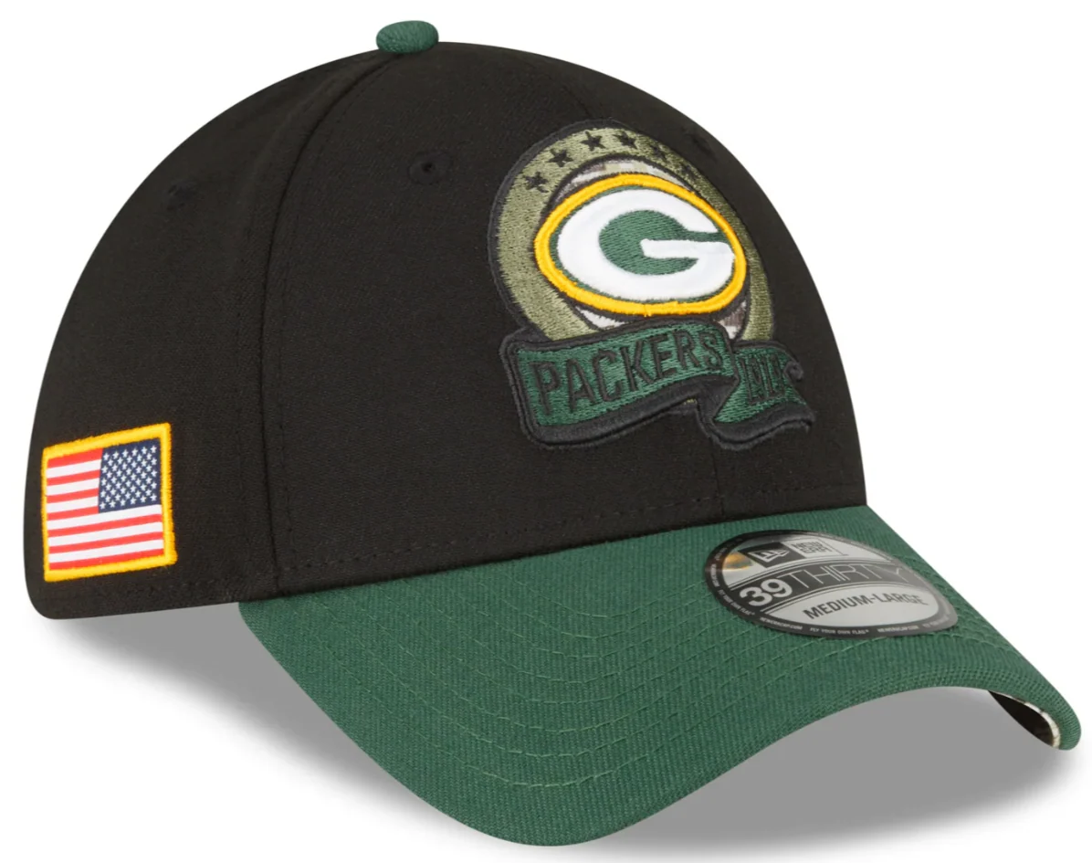 Men's Green Bay Packers New Era Black 2022 Salute to Service 39THIRTY Flex Hat