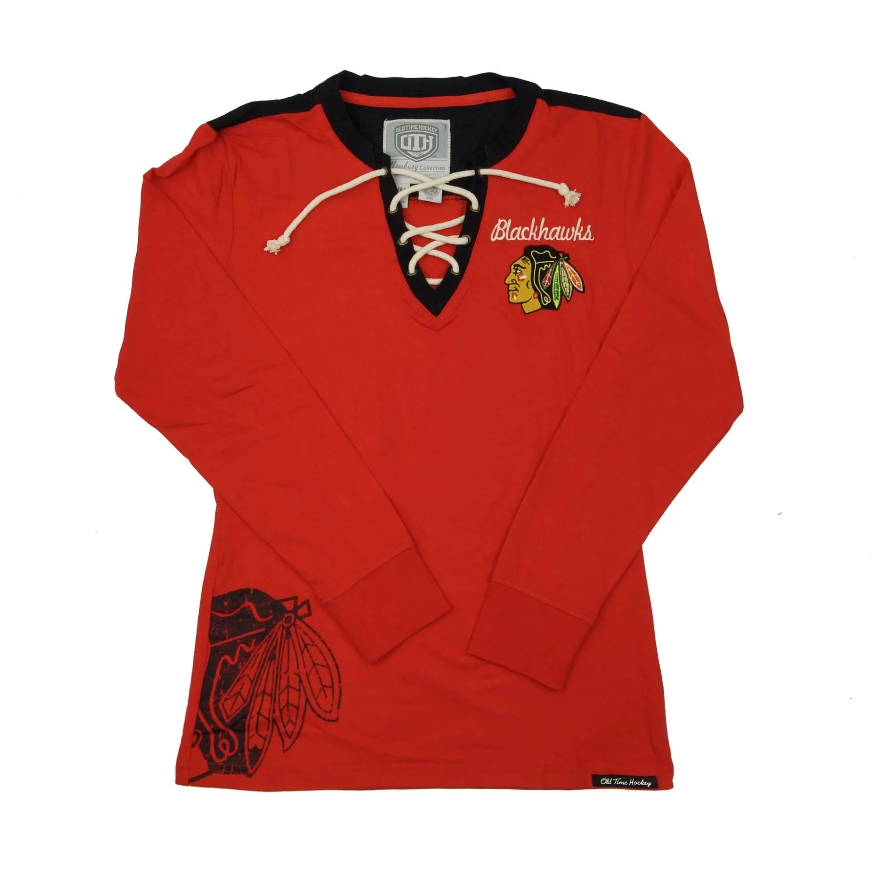Womens Chicago Blackhawks Red Old Time Hockey Rachel Long Sleeve Jersey Tee