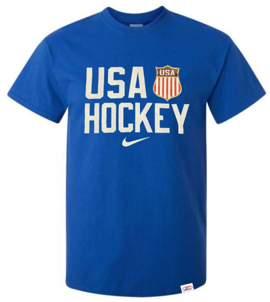 Nike Men's USA Hockey Dri-Fit Cotton Game Royal T-Shirt