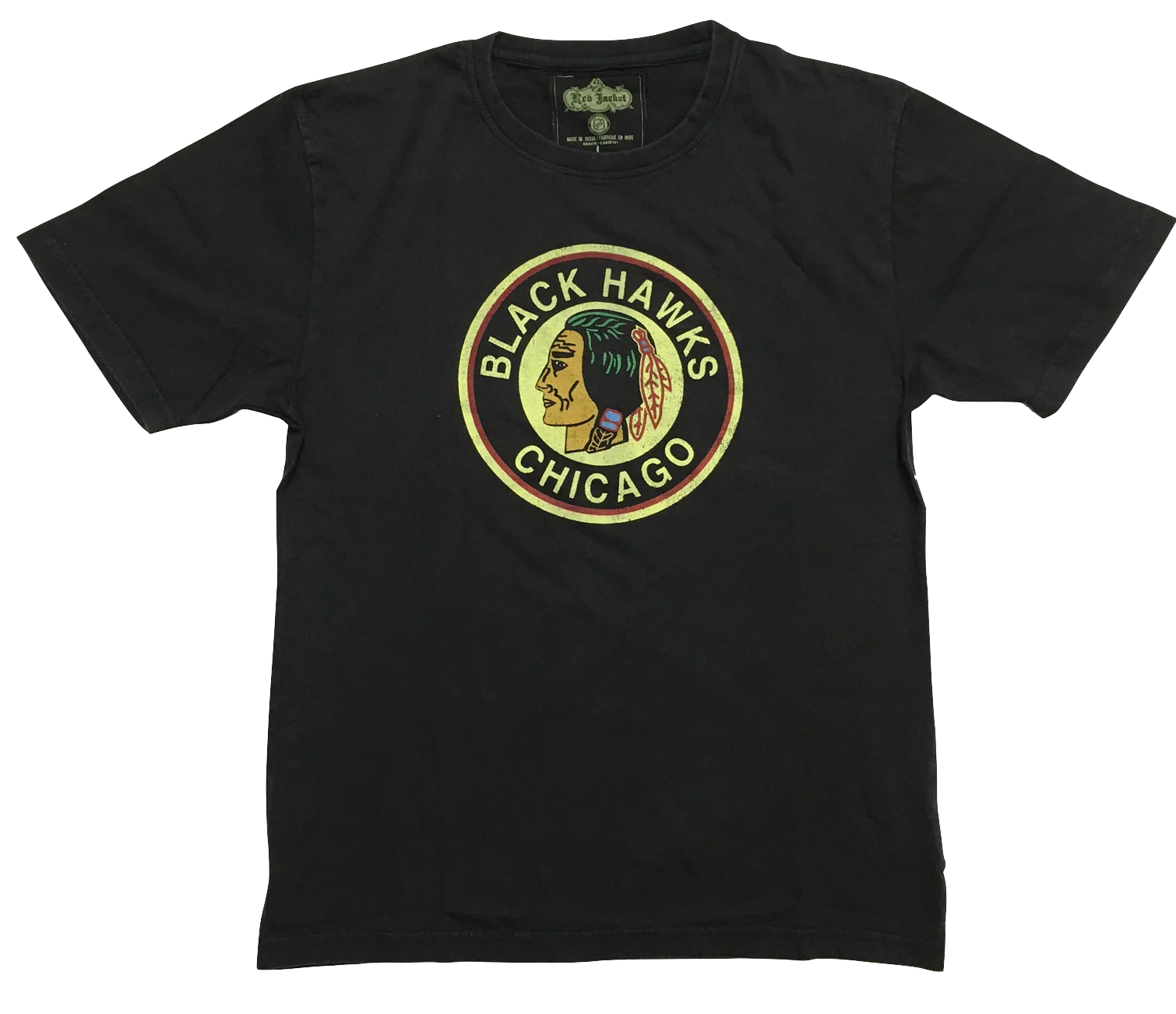 Chicago Blackhawks Brass Tacks 1934 Logo Black Brass Tacks Tee By Red Jacket