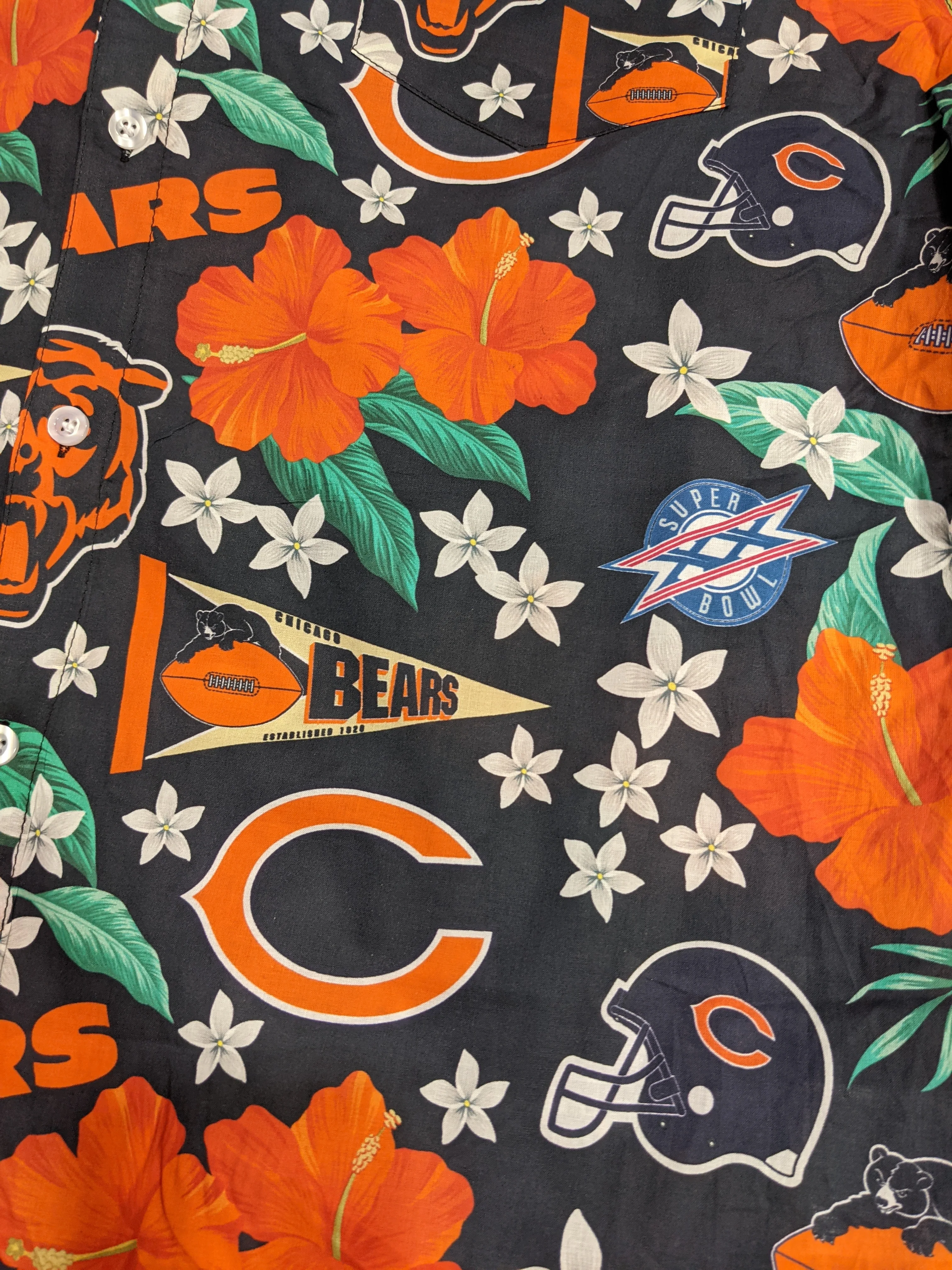 Men's Bears Floral Button Down Hawaiian Shirt