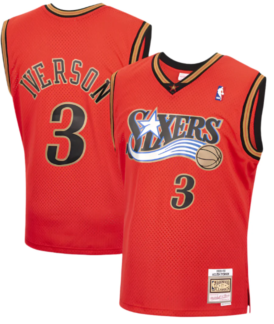 Men's Philadelphia 76ers Allen Iverson Mitchell & Ness Hardwood Classics Reload 2.0 Swingman Jersey - Red