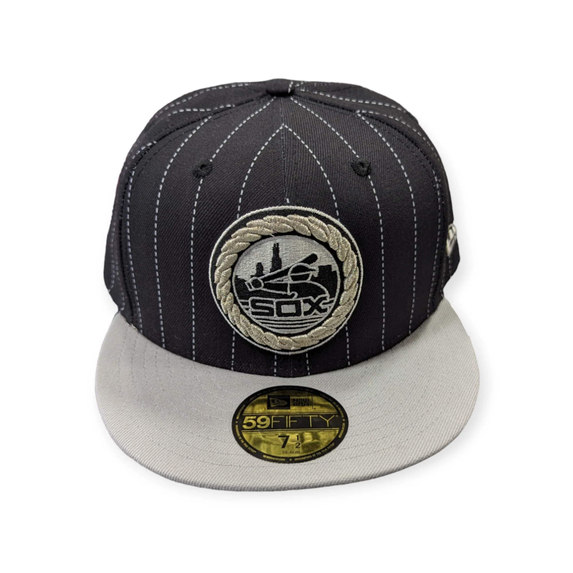 Chicago White Sox 2 Tone Pinstripe Black/Gray Silver Rope 59FIFTY Fitted Hat