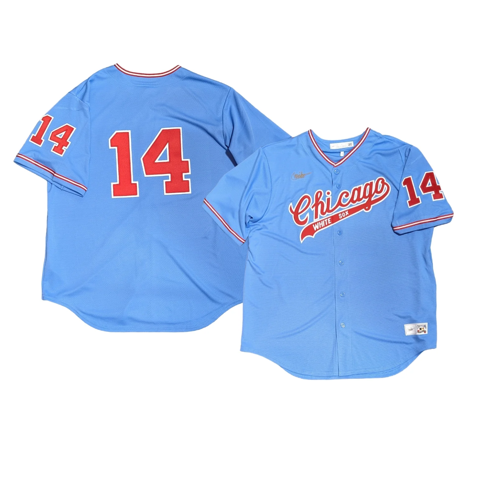 Men's Bill Melton Chicago White Sox Cooperstown Road Powder Blue/Red 1972 Premium Stitch Replica Jersey