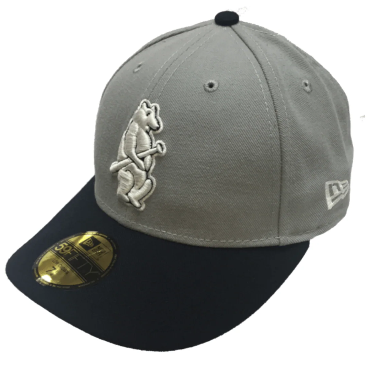 Chicago Cubs Cooperstown Collection Gray/ Navy 59FIFTY Low Crown Fitted Cap By New Era