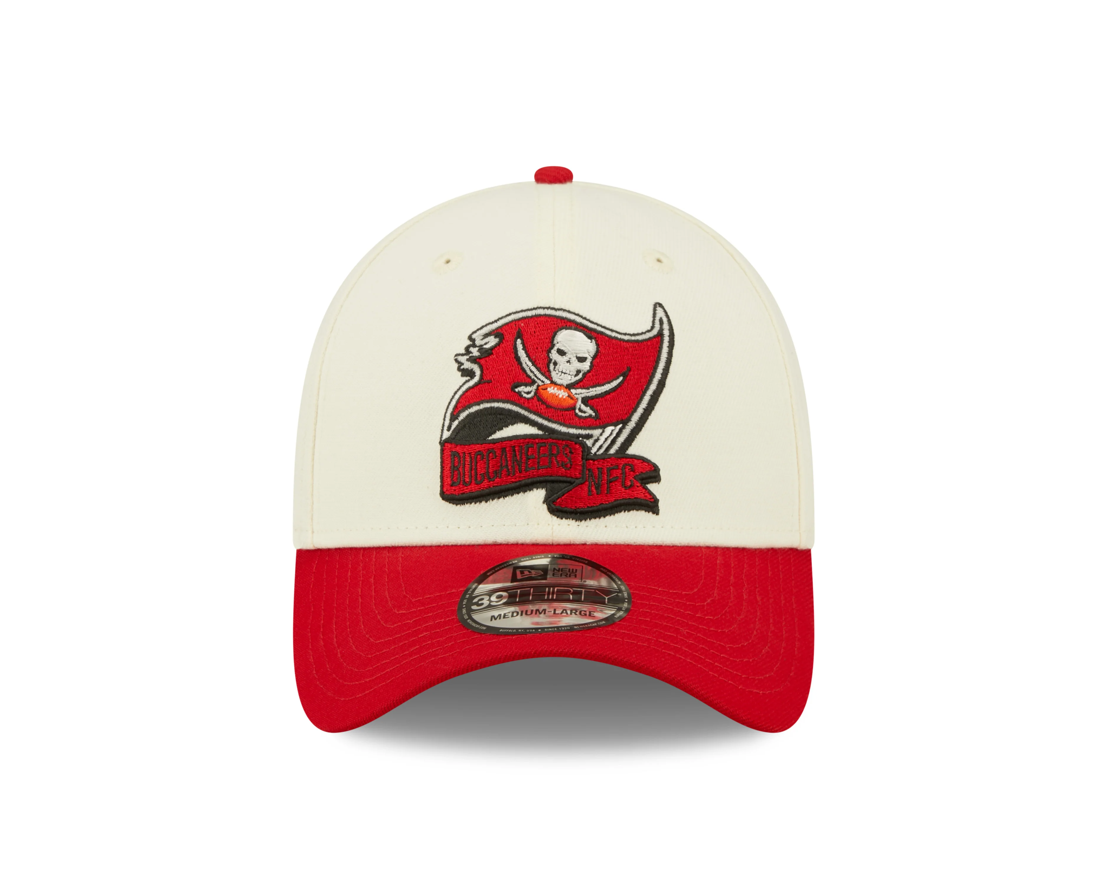Men's Tampa Bay Buccaneers New Era Cream/Red 2022 Sideline 39THIRTY Flex Hat