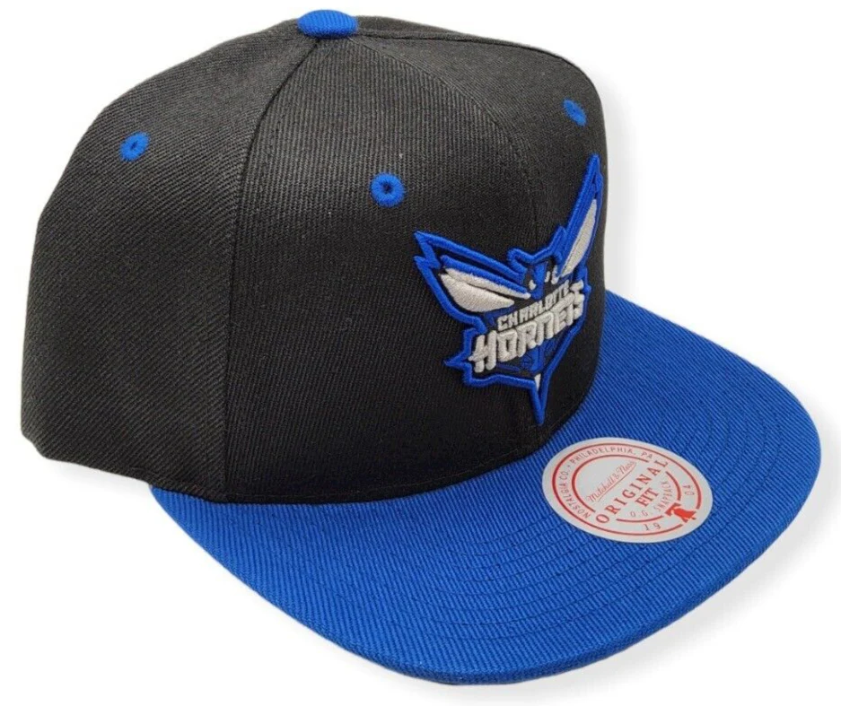 Men's Charlotte Hornets Mitchell & Ness NBA Black Royality Snapback Hat