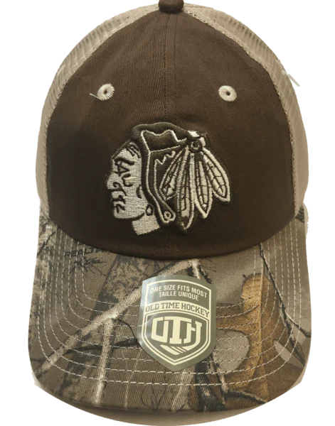 Chicago Blackhawks Ash Camouflage Adjustable Hat By Old Time Hockey