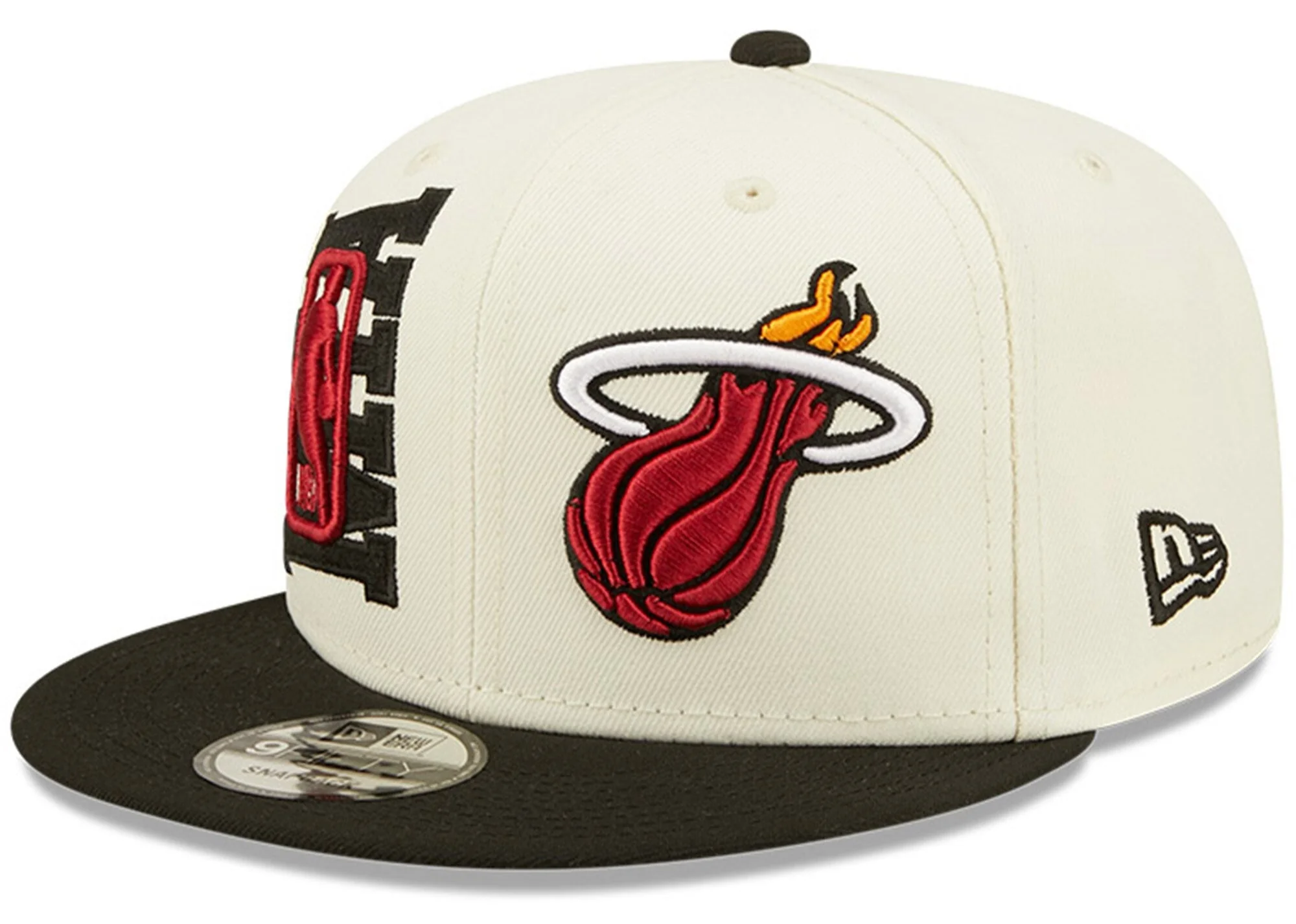 Miami Heat New Era 2022 NBA Draft 9FIFTY Snapback Adjustable Hat - Cream/Black