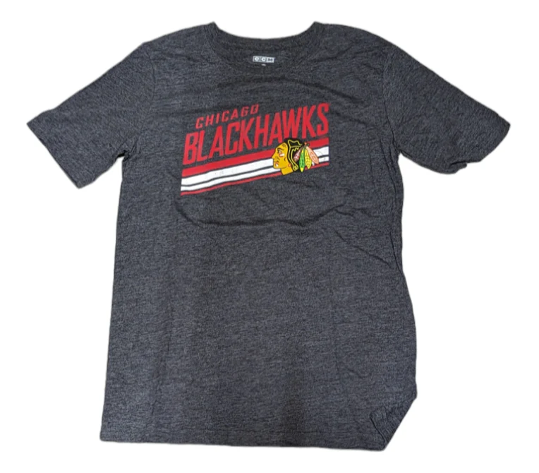 Youth Chicago Blackhawks Reebok Fast Tri-Blend Heather Gray Tee