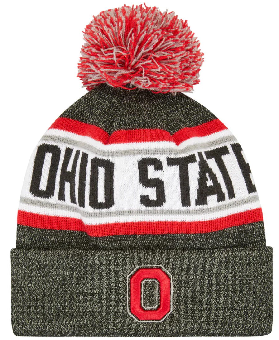 Ohio State Buckeyes Colosseum Dark Gray Cuffed Pom Knit Hat