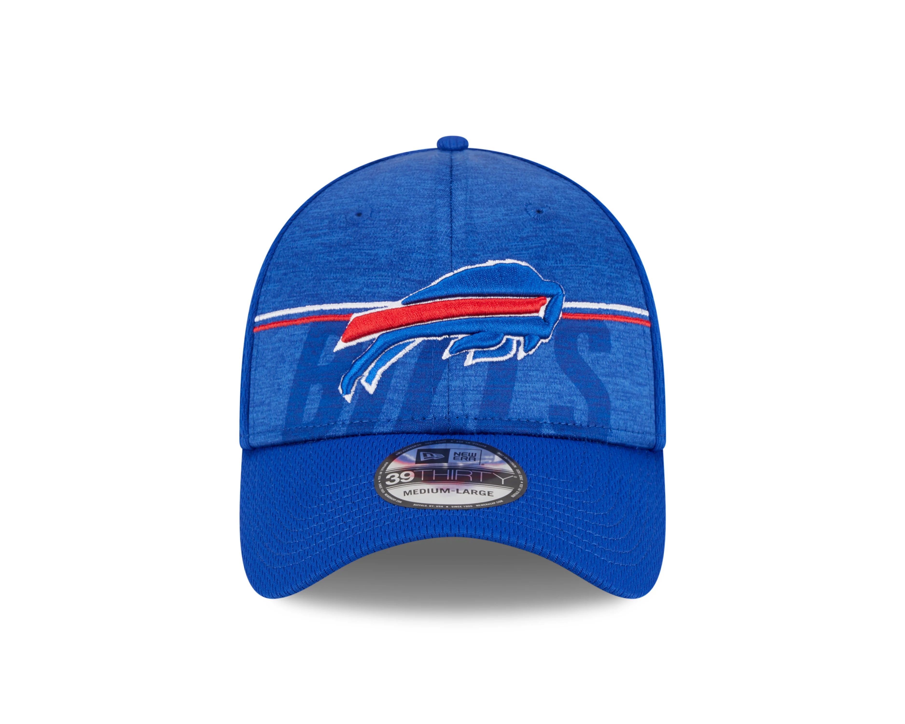 Men's Buffalo Bills New Era NFL 2023 Training Camp Royal Blue Primary Logo 39THIRTY Flex Fit Hat