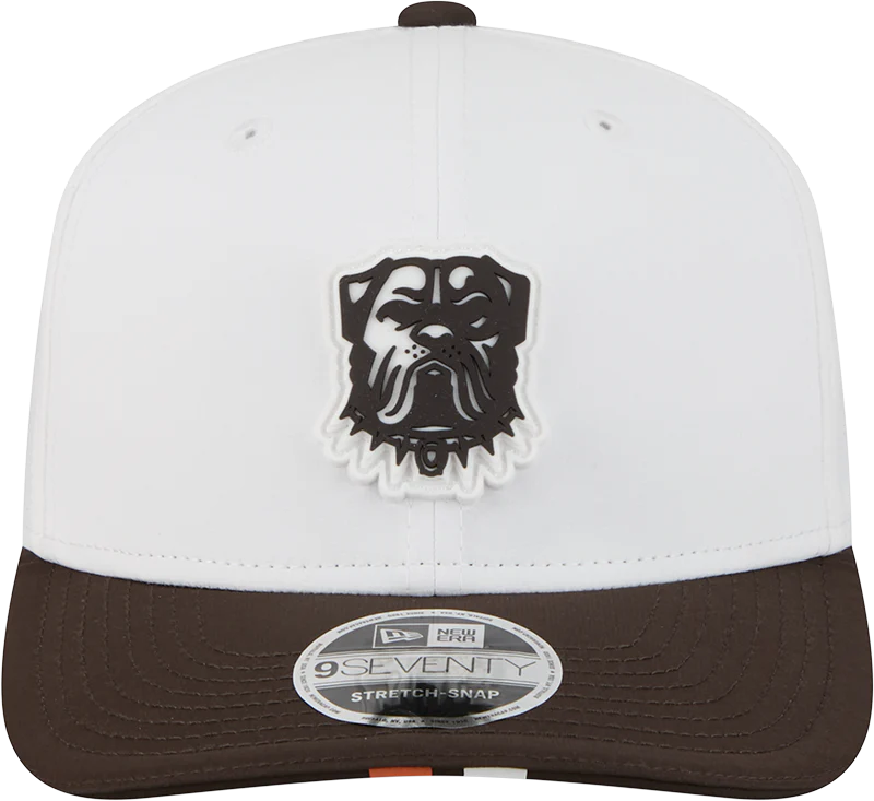 Men's Cleveland Browns New Era White/Brown 2025 NFL Training Camp 9SEVENTY Adjustable Hat