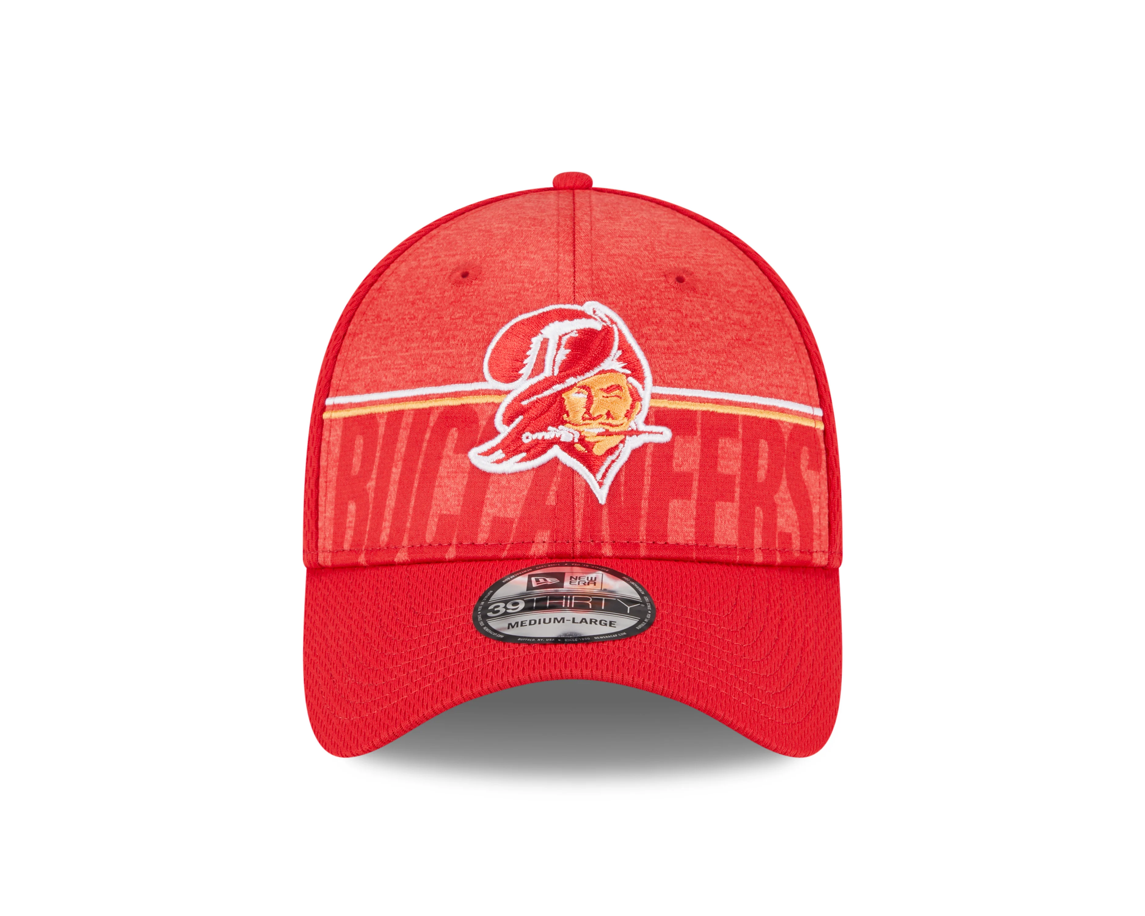 Men's Tampa Bay Buccaneers New Era NFL 2023 Training Camp Red Throwback Logo 39THIRTY Flex Fit Hat