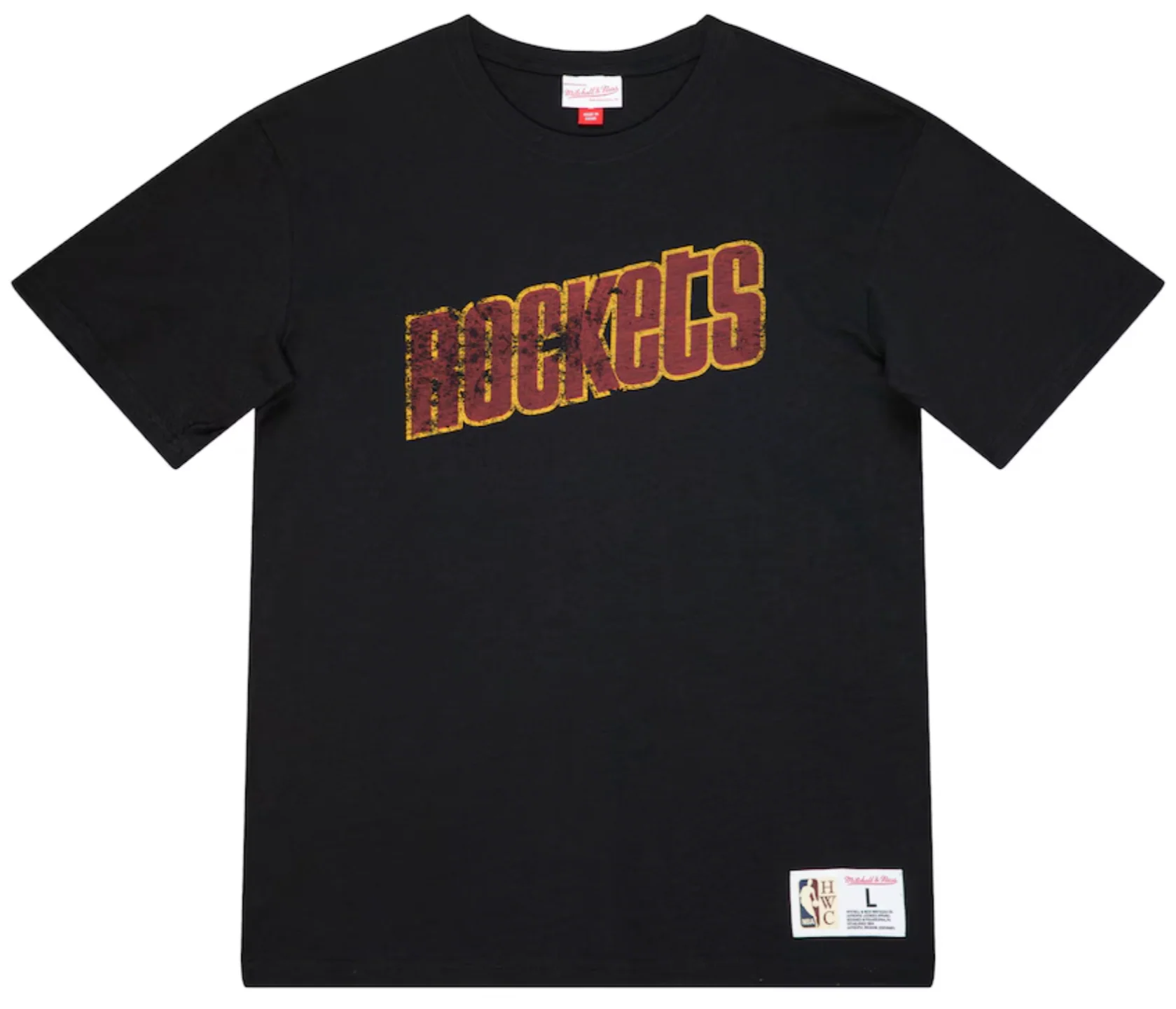 Men's Houston Rockets NBA Legendary Slub Black Tee By Mitchell And Ness