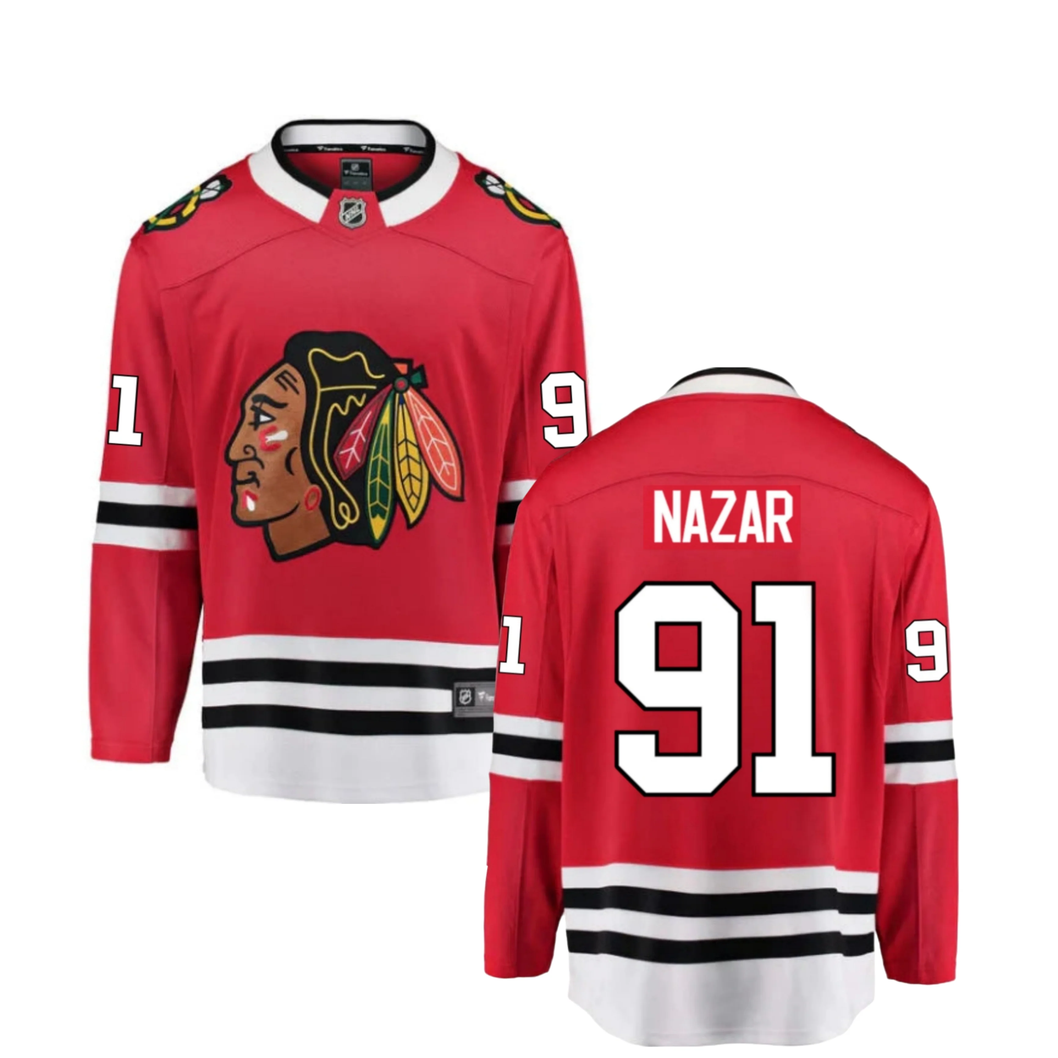 Men's Frank Nazar Chicago Blackhawks Red Home Fanatics Premium Twill Breakaway Replica Jersey