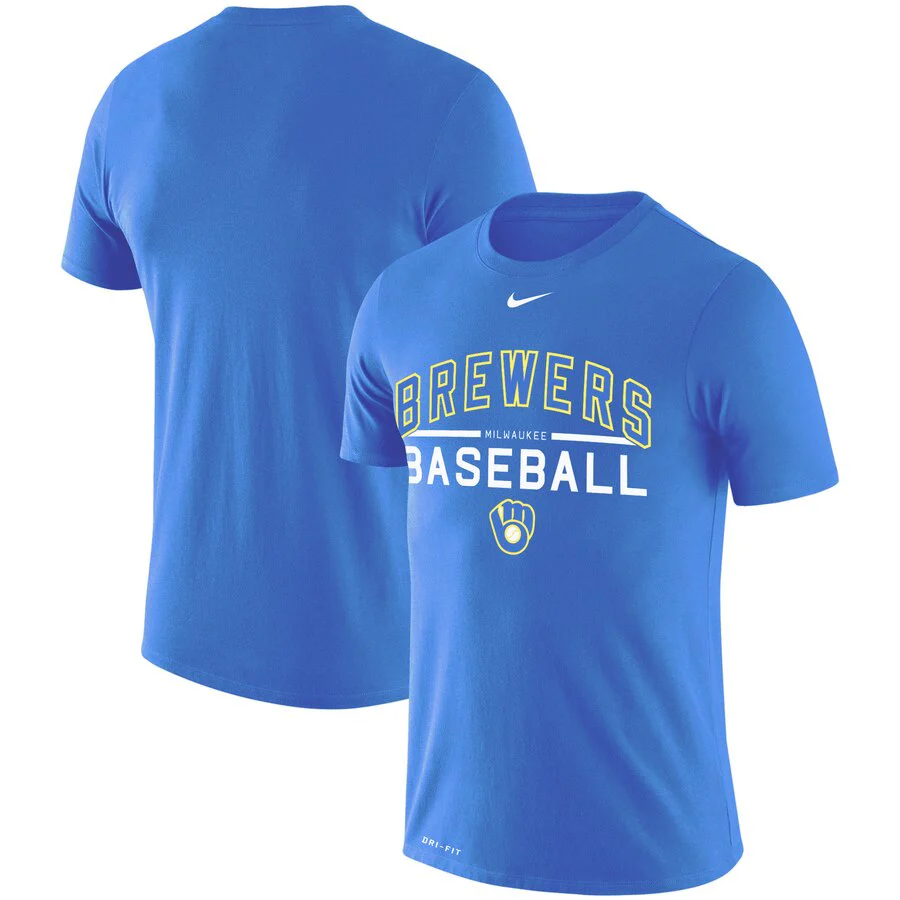 Men's Milwaukee Brewers Nike Royal Practice Performance T-Shirt