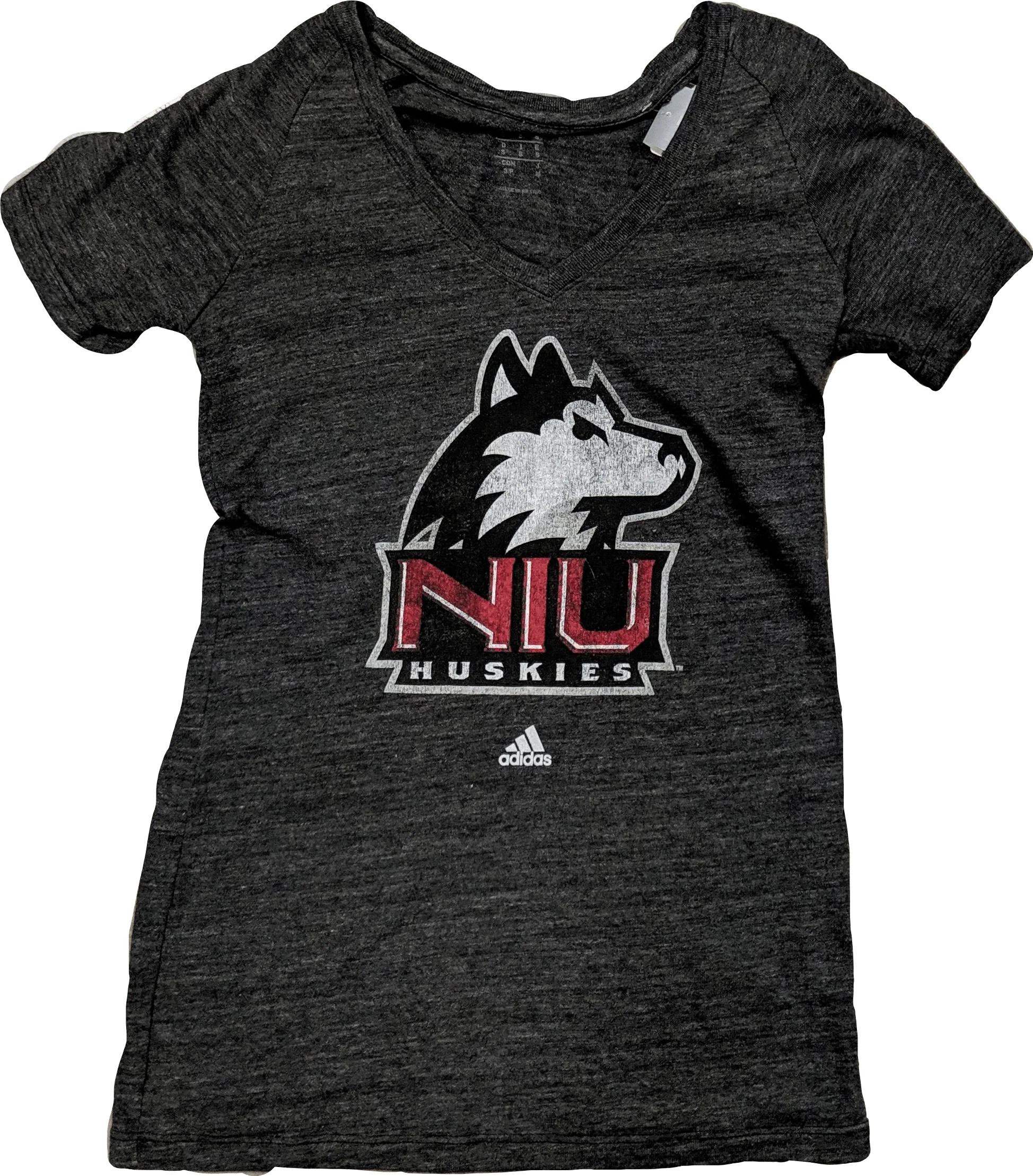 Women's adidas Gray Northern Illinois Huskies Classic Primary Tri-Blend V-Neck T-Shirt