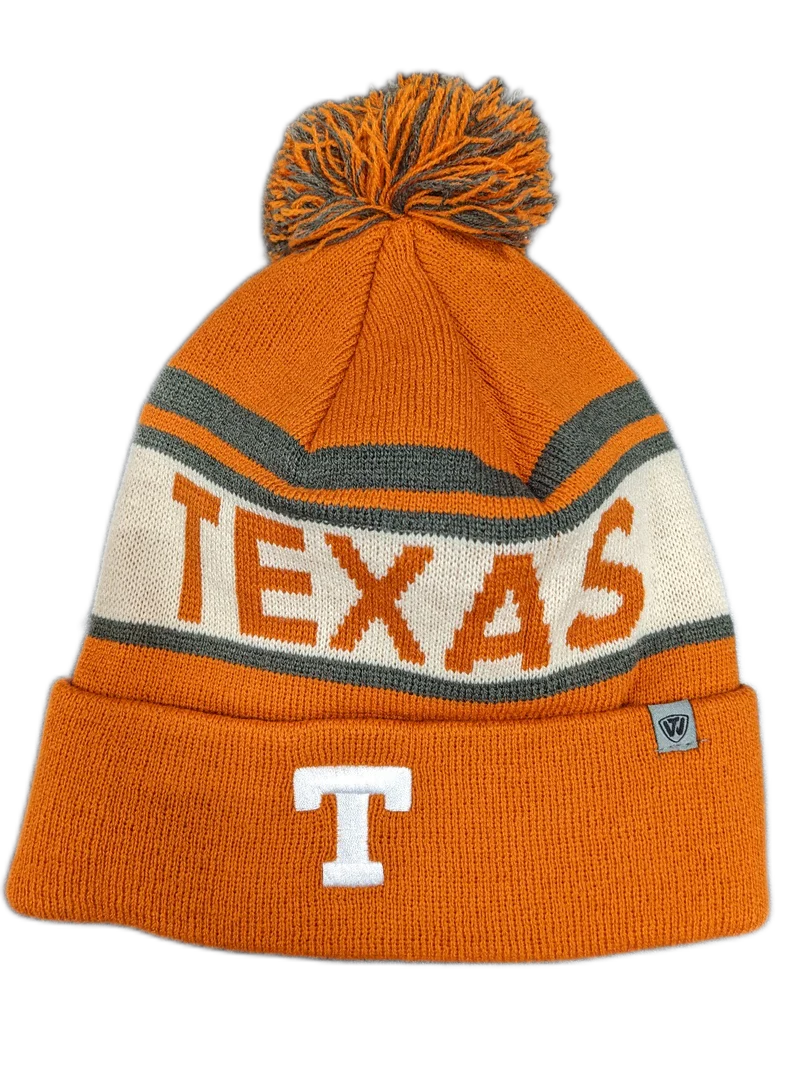Texas Longhorns NCAA Top of the World Rust Orange Cuffed Pom Knit Hat