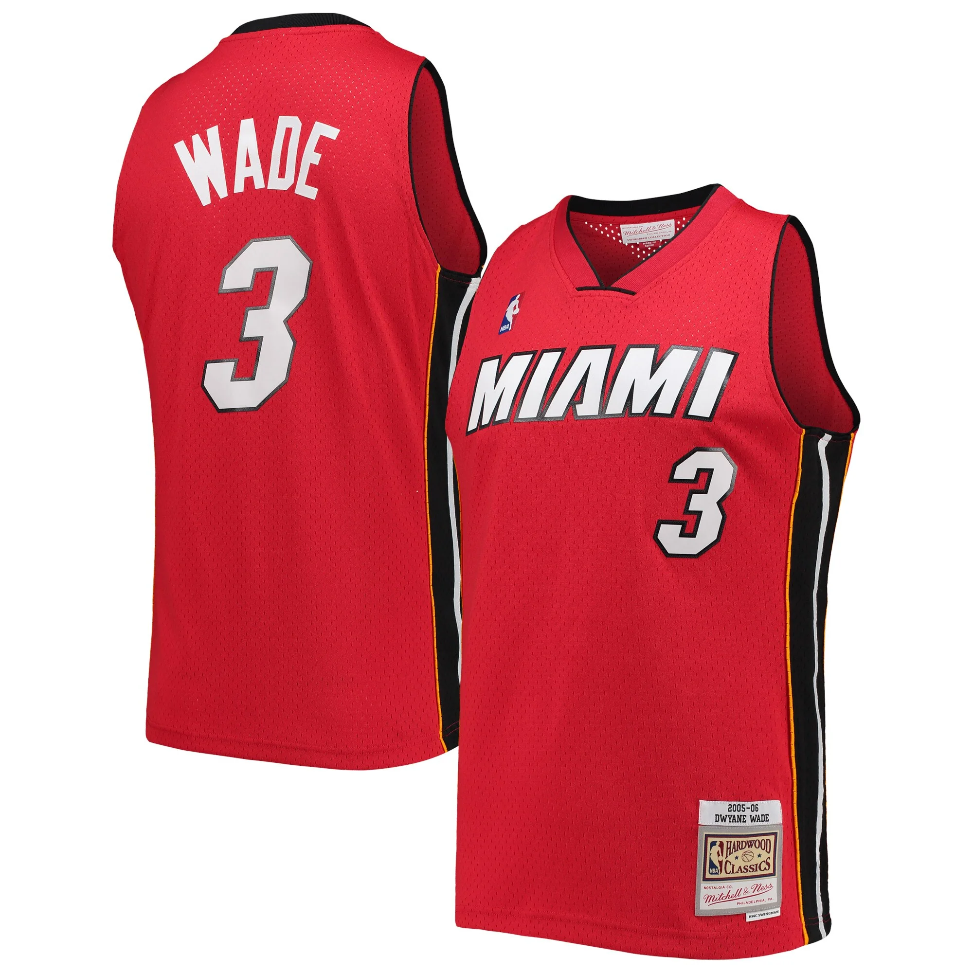 Men's Miami Heat Dwyane Wade Mitchell & Ness Red 2005-06 Hardwood Classics Swingman Jersey