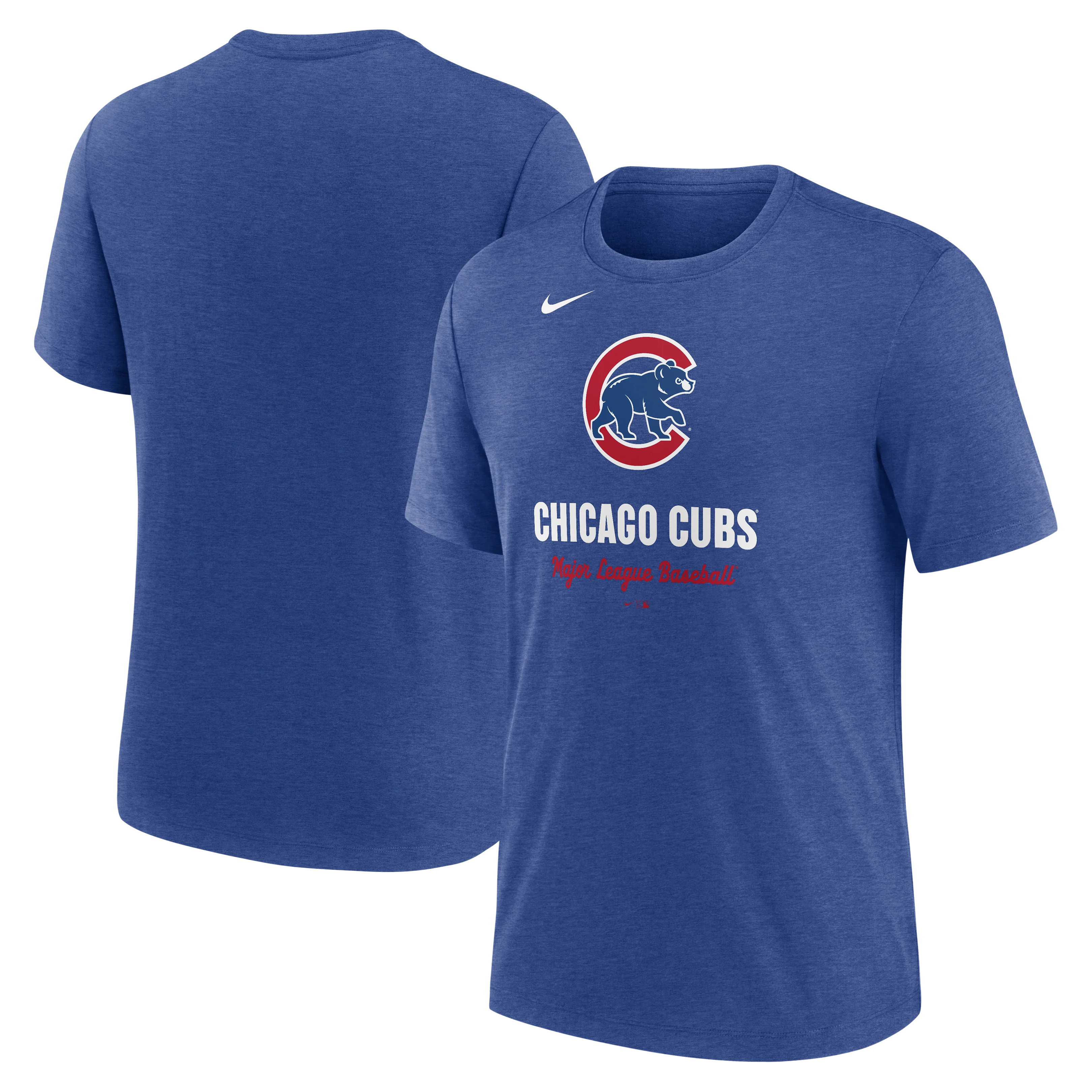 Men's Chicago Cubs Nike Heather Royal Logo Tri-Blend T-Shirt