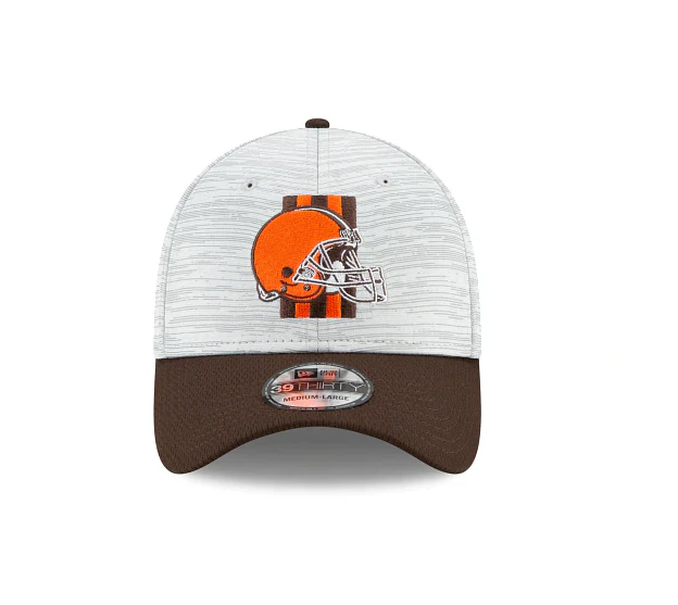 Cleveland Browns 2021 Training Camp On Field Gray/Brown New Era 39THIRTY Flex Fit Hat