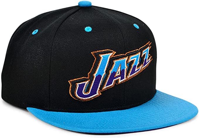 Utah Jazz Mitchell & Ness Hardwood Classics Reload 2.0 Snapback Hat - Black/Light Blue