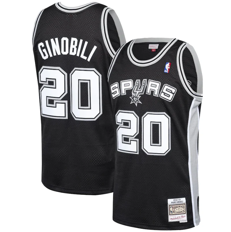 Men's San Antonio Spurs Manu Ginobili Mitchell & Ness Black 2002-03 Hardwood Classics Swingman Jersey