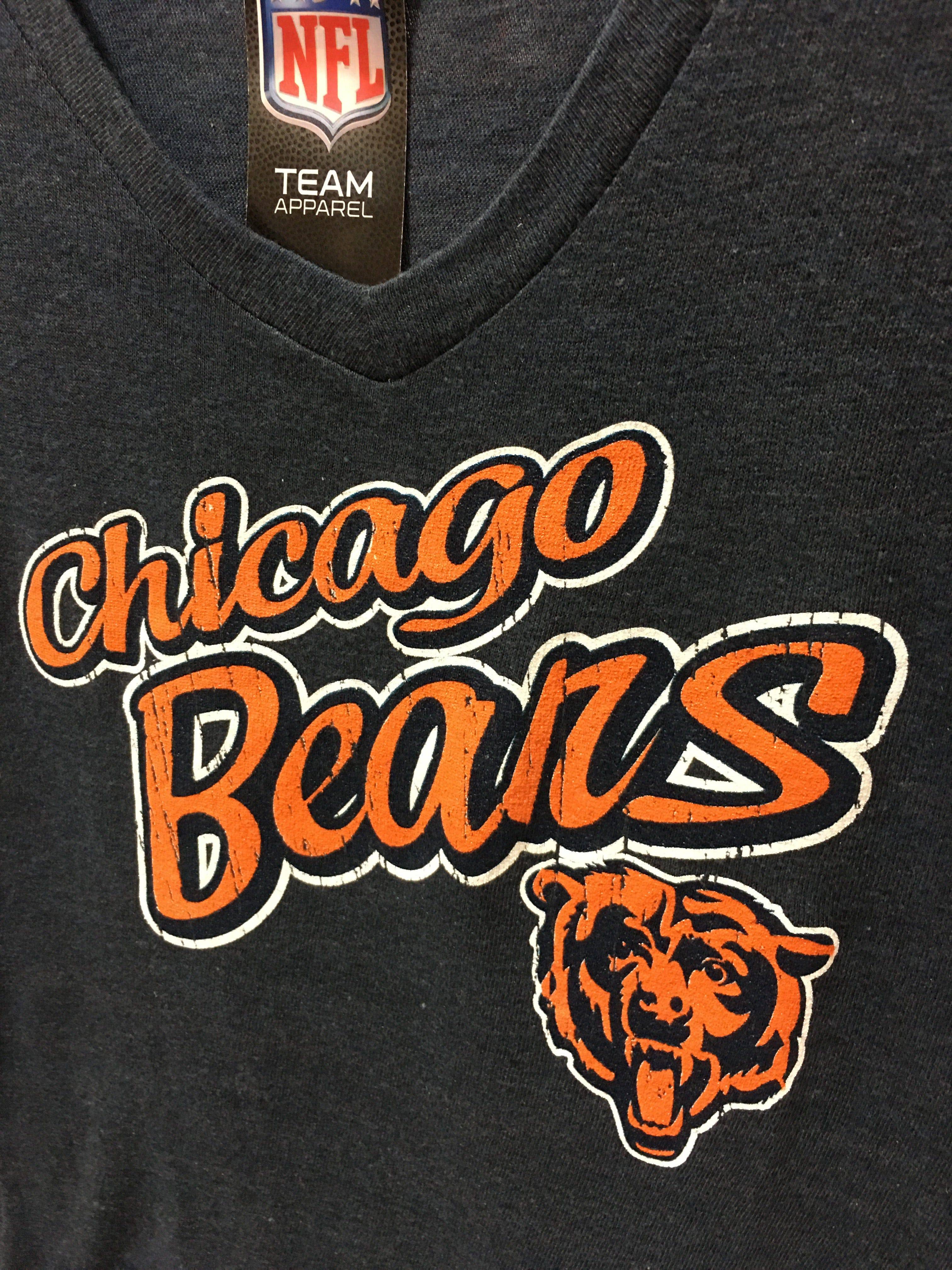 Womens Chicago Bears Cursive Script V-Neck Tee