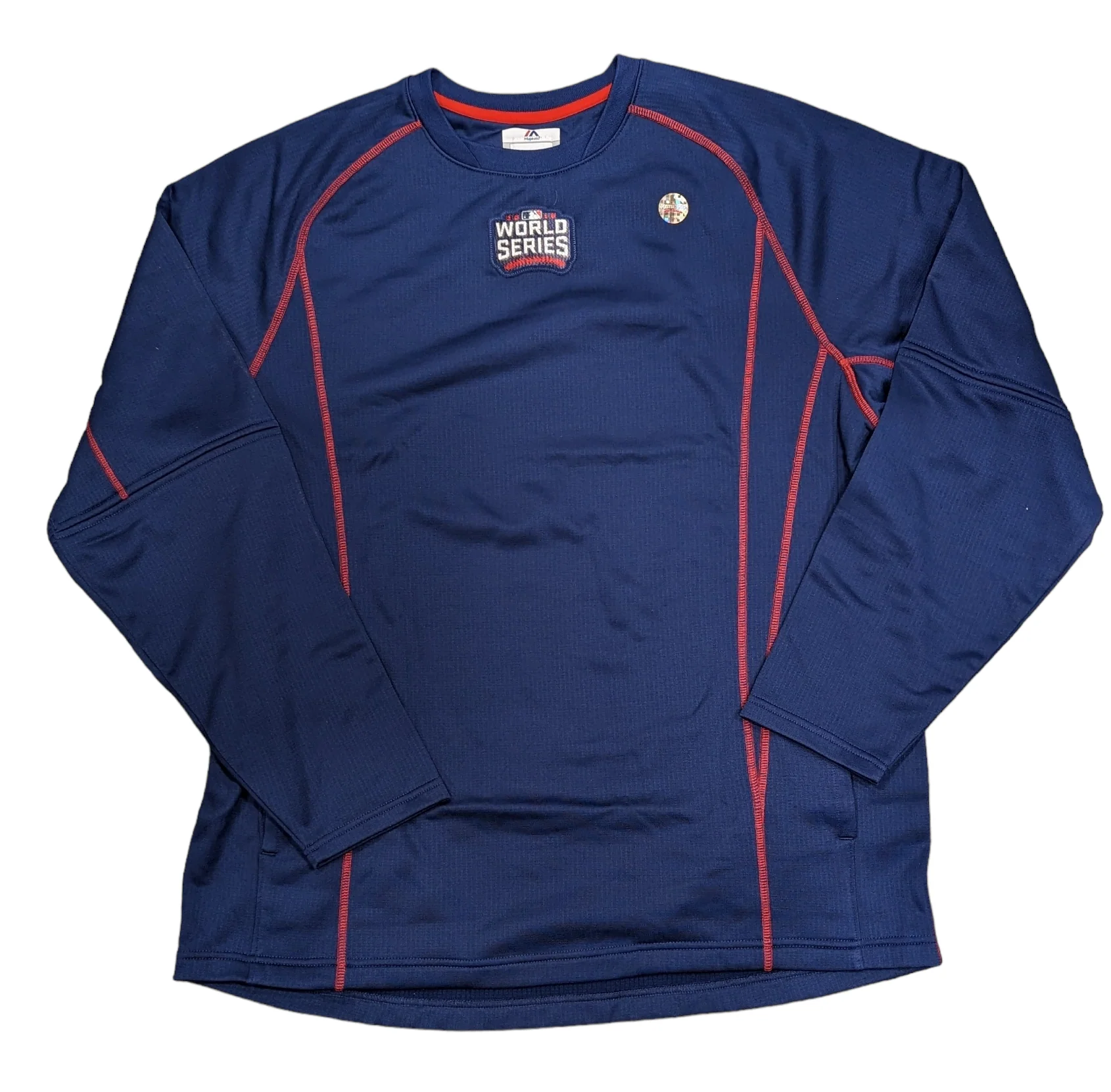 Men's 2016 World Series Authentic Navy Majestic Practice Pullover Therma Base Top