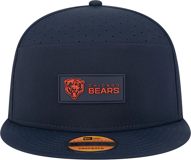 Men's Chicago Bears New Era Navy 2025 Primary Sideline Split Panel 9FIFTY Snapback Hat