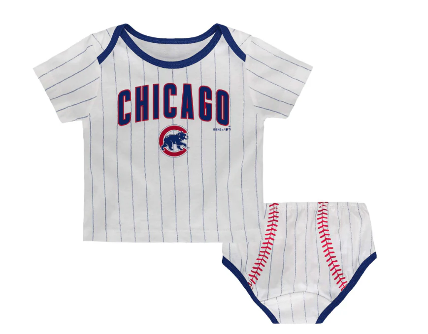 Newborn/Infant MLB Chicago Cubs Batboy Short Sleeve Tee & Diaper Set