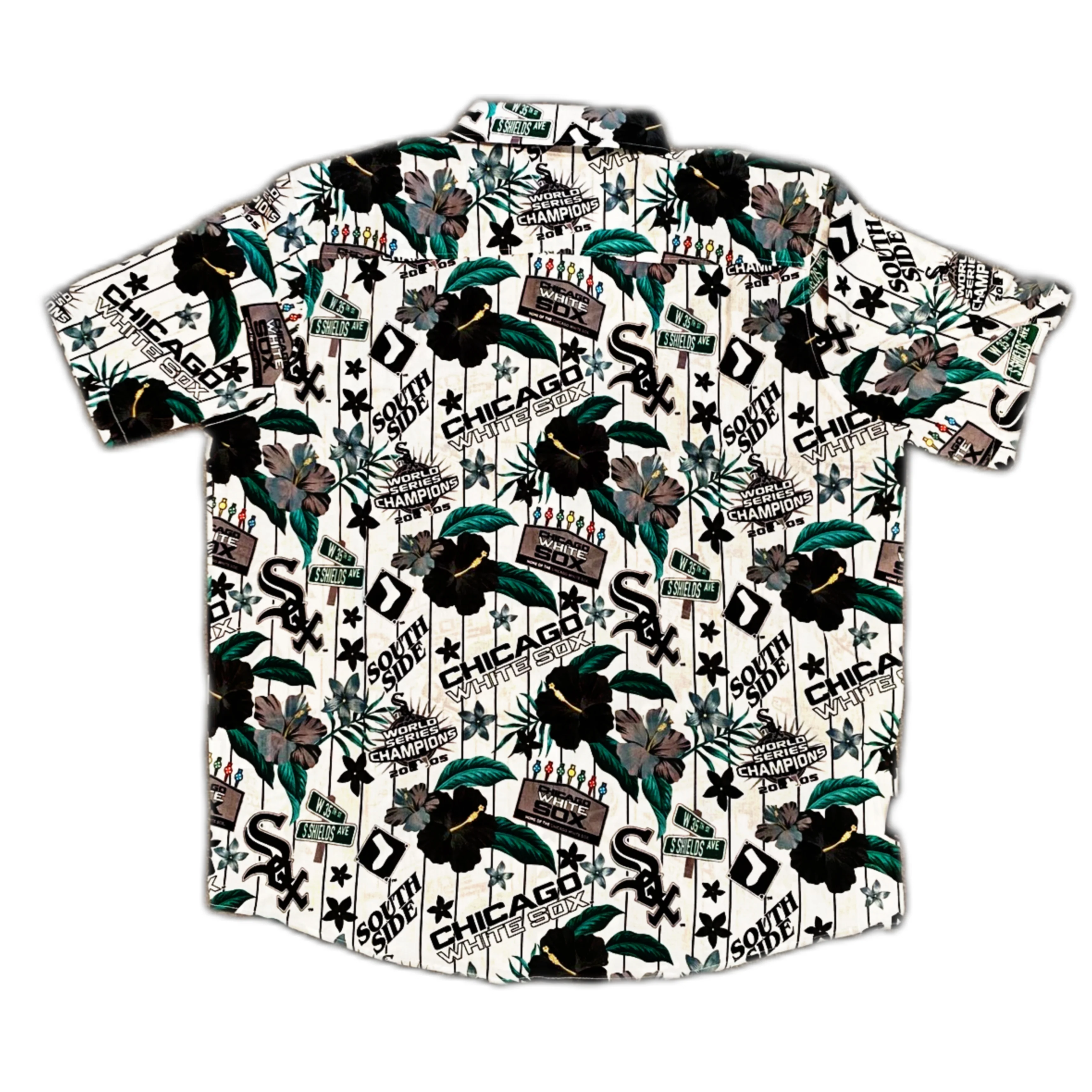 Men's Chicago White Sox White Floral Button Down Hawaiian Shirt