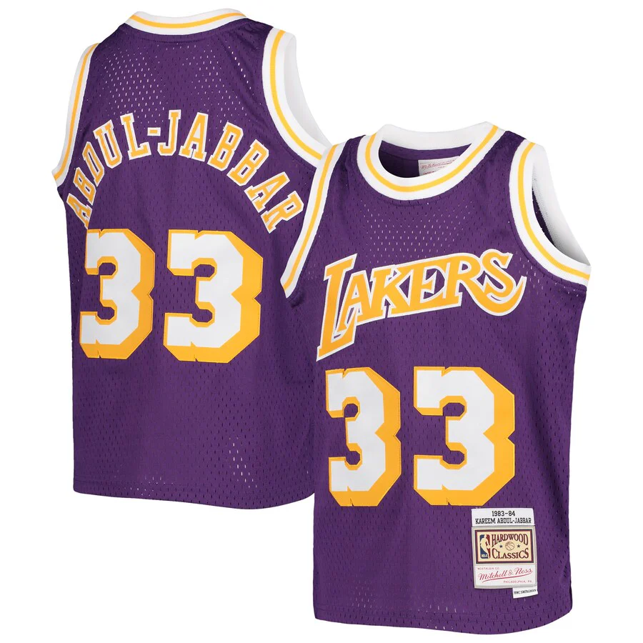Youth Los Angeles Lakers Kareen Abdul-Jabbar Mitchell & Ness Purple 1983-84 Hardwood Classics Swingman Jersey