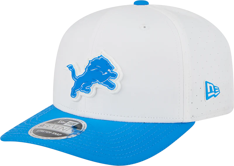 Men's Detroit Lions New Era White/Blue 2025 NFL Training Camp 9SEVENTY Adjustable Hat