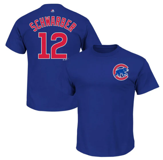 Youth MLB Chicago Cubs Kyle Schwarber Majestic Royal Name & Number T-Shirt