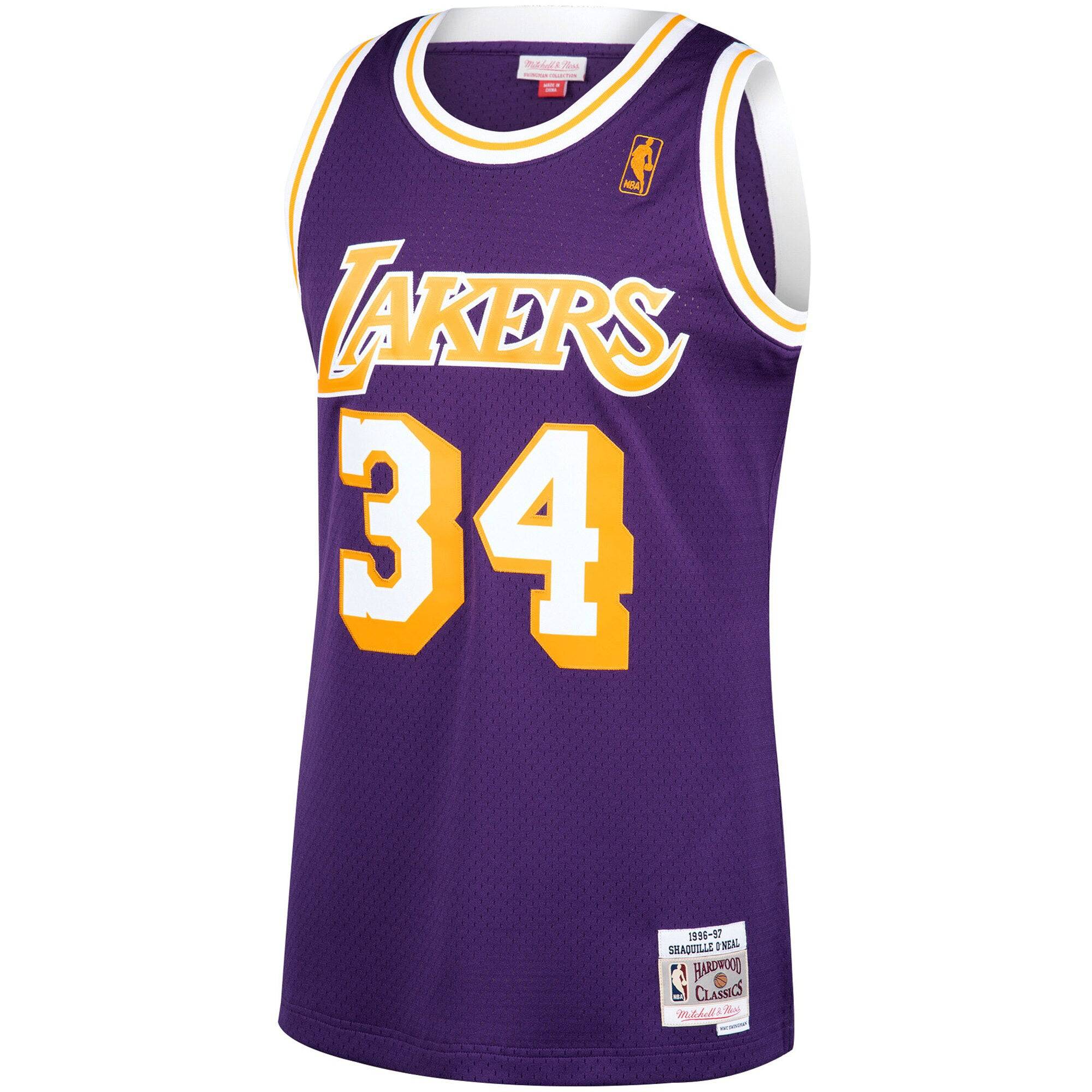 Men's Los Angeles Lakers Shaquille O'Neal Mitchell & Ness NBA Mens Hardwood Classic 1996-97 Swingman Purple Jersey