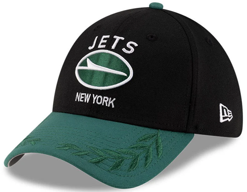 Men's New York Jets New Era 2025 NFL Draft Black 39THIRTY Flex Fit Hat