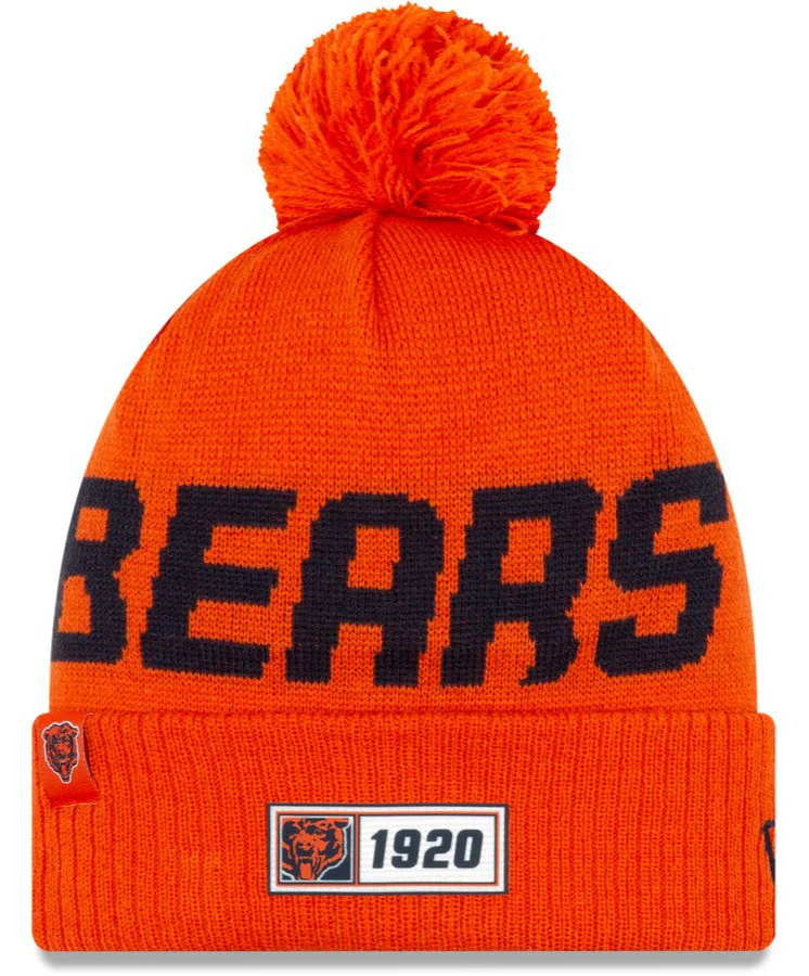 Men's Chicago Bears New Era Orange 2019 NFL Sideline Road Reverse Sport Knit Hat - Head