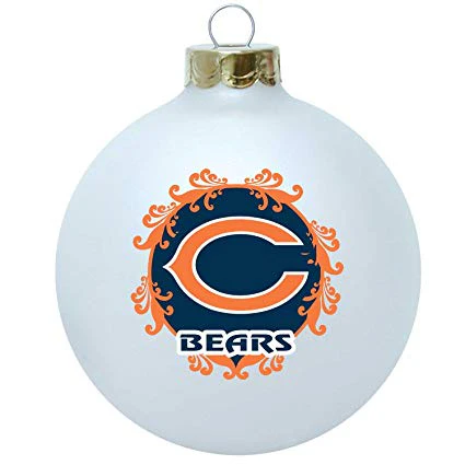 Chicago Bears Large Festive Glass Ornament  White